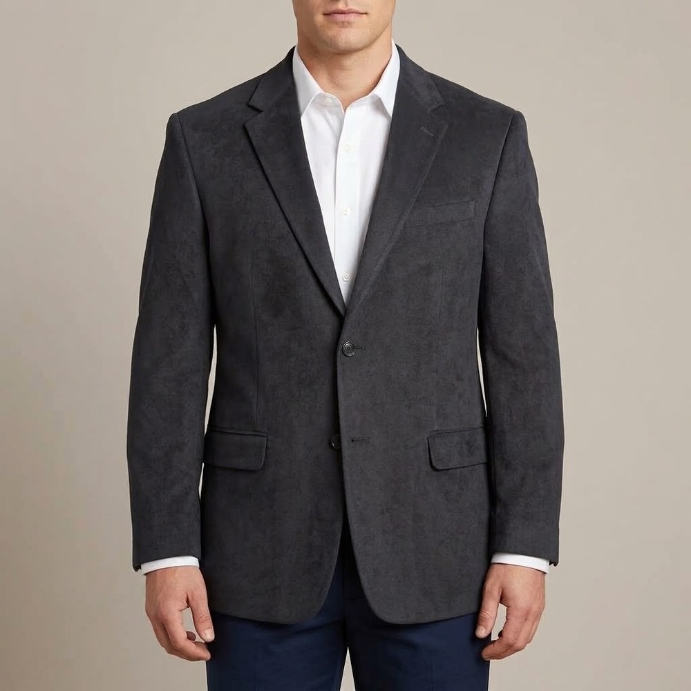 Joe Joseph Abboud 4900003011 Sport Coat Men 42R Grey Faux Suede EUC